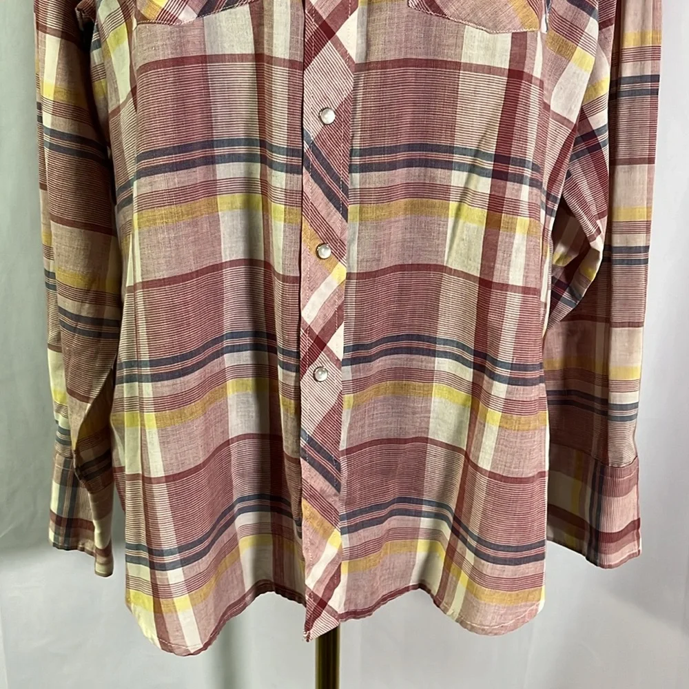 Vintage Youngbloods Authentic Western Red Plaid Pearl Snap Button Down Shirt